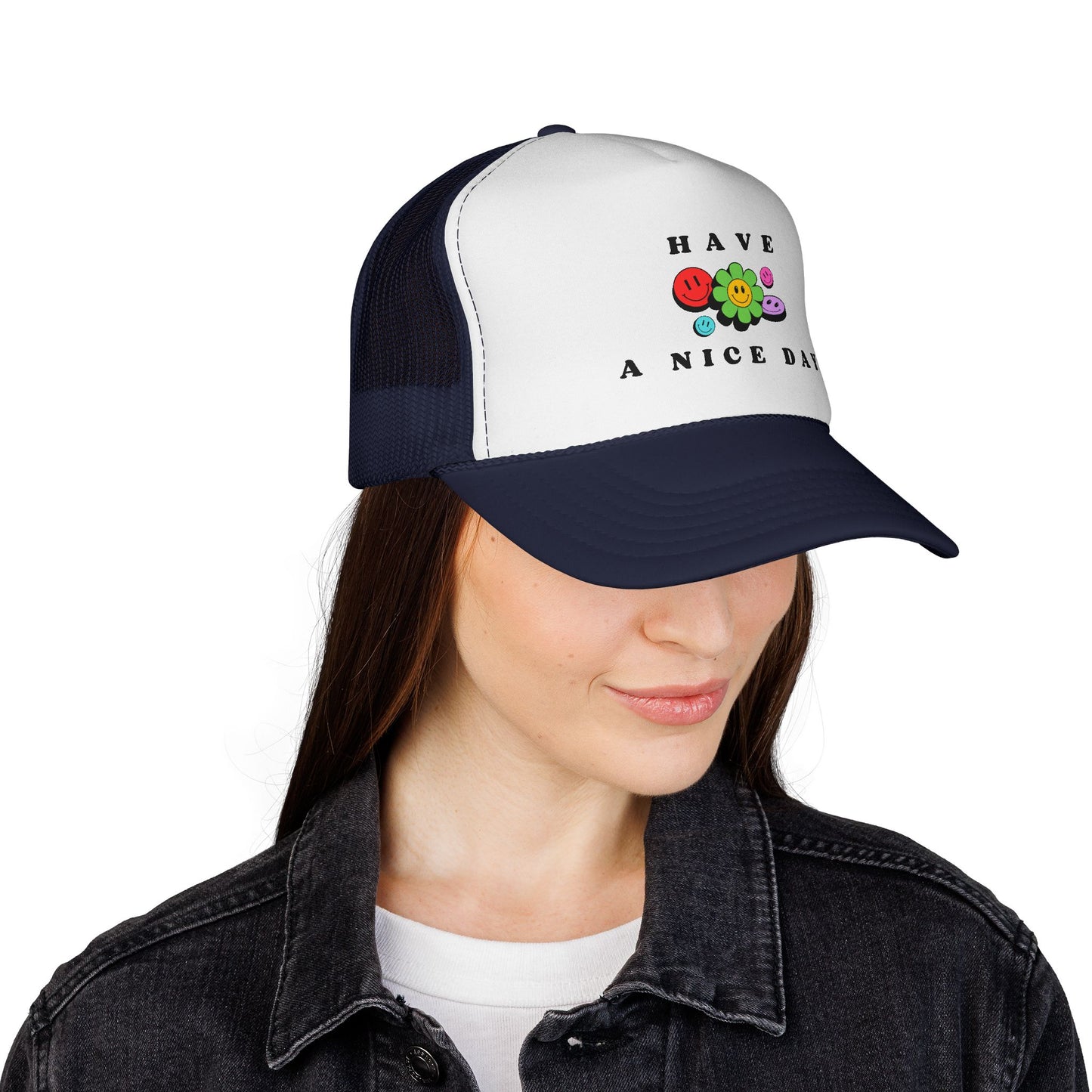 Have A Nice Day Smiley Flower Trucker Women's Cap