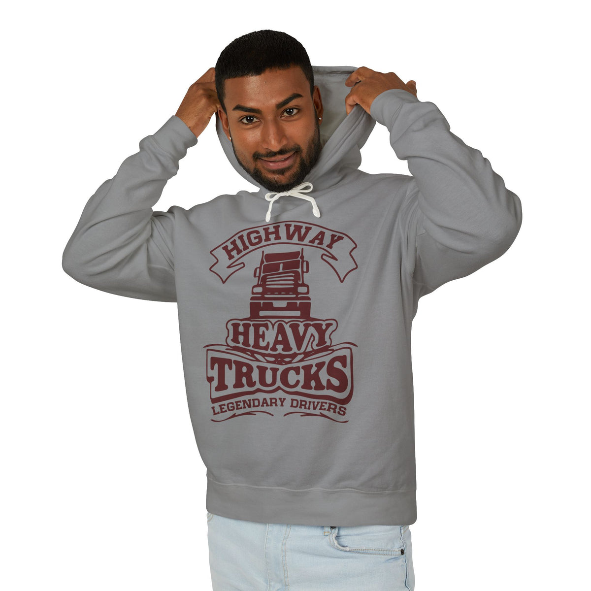 Highway Heavy Trucks Lightweight Hooded Sweatshirt