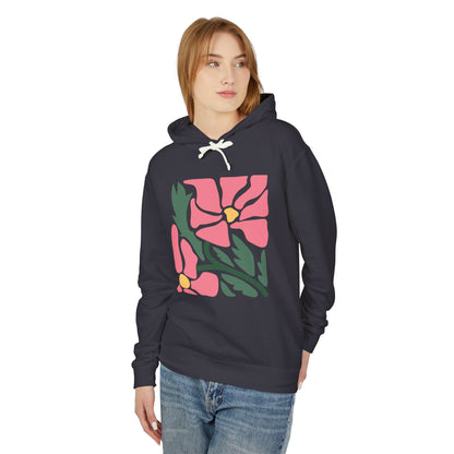 Pink Garden Graphic Lightweight Women's Hooded Sweatshirt