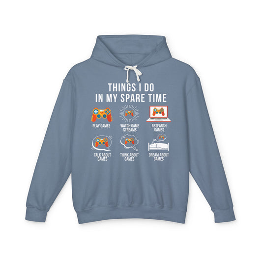 "Things I Do In My Spare Time" Lightweight Hooded Sweatshirt