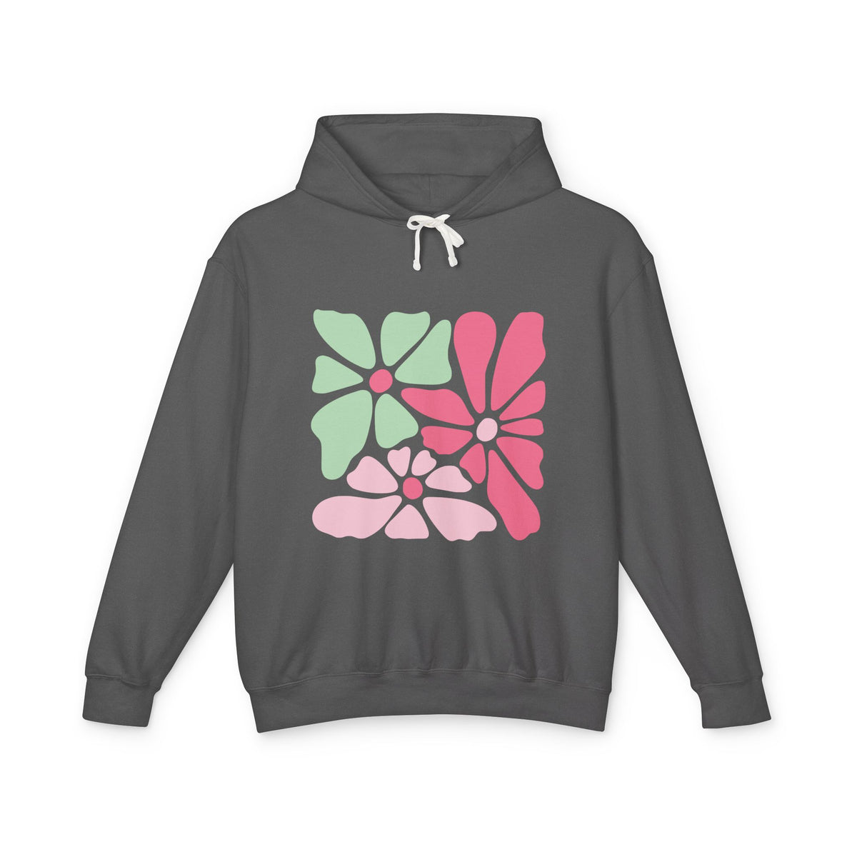 Floral Retro Block Print Lightweight Women's Hooded Sweatshirt