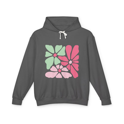 Floral Retro Block Print Lightweight Women's Hooded Sweatshirt