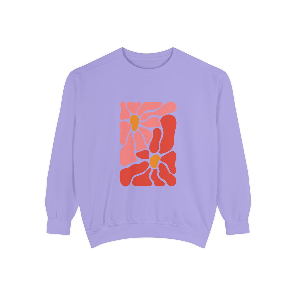 Pink Retro Flower Graphic Garment-Dyed Women's Hooded Sweatshirt