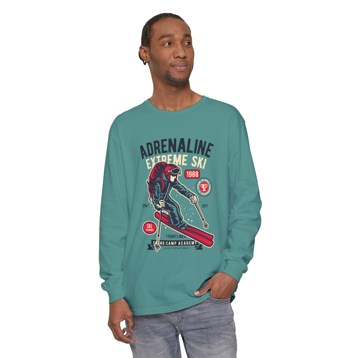Adrenaline Extreme Ski Garment-Dyed Long Sleeve T-Shirt