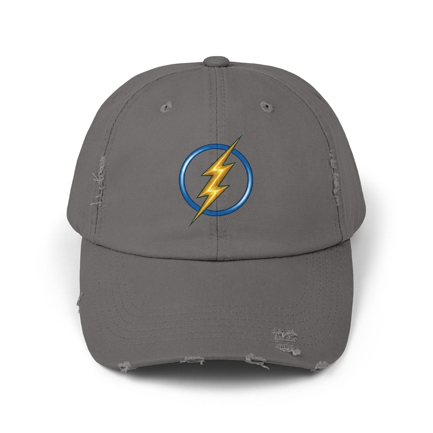 Lightning Bolt Logo Distressed Baseball Cap