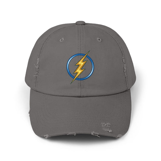 Lightning Bolt Logo Distressed Baseball Cap