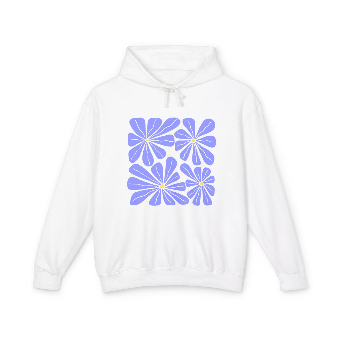 Lavender Daisy Graphic Lightweight Women's Hooded Sweatshirt