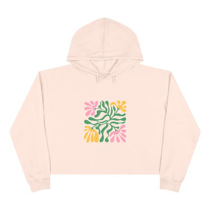 Floral Cutout Abstract Crop Hoodie
