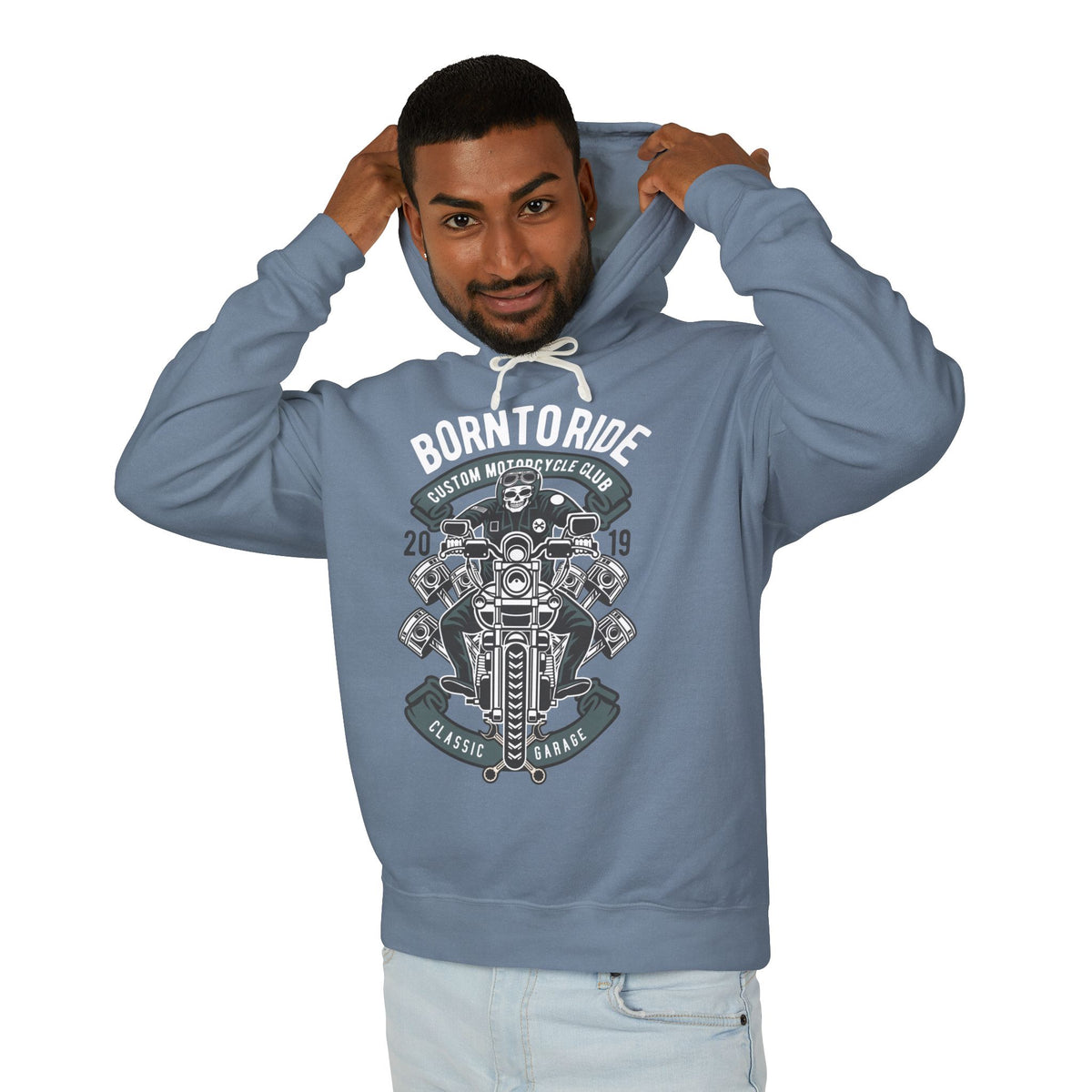 Born To Ride Motorcycle Lightweight Hooded Sweatshirt