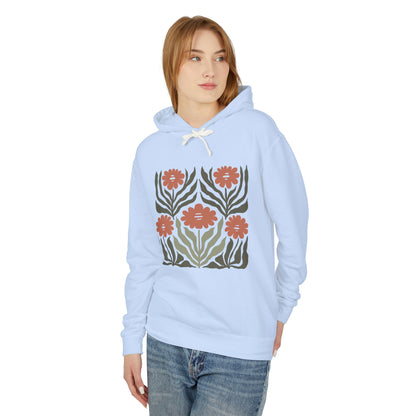 Rustic Flower Print Lightweight Women's Hooded Sweatshirt