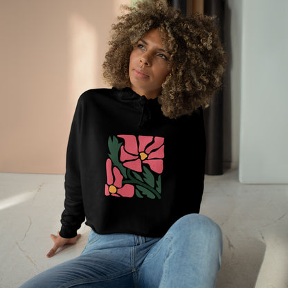 Pink Garden Graphic Crop Hoodie