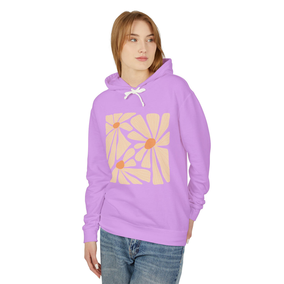 Daisy Square Lightweight Women's Hooded Sweatshirt