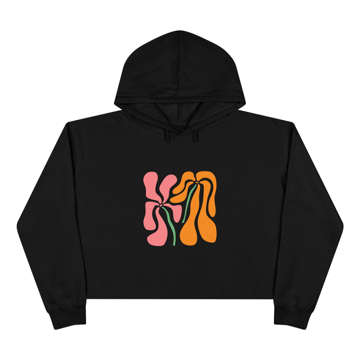 Groovy Pink & Orange Floral Crop Hoodie