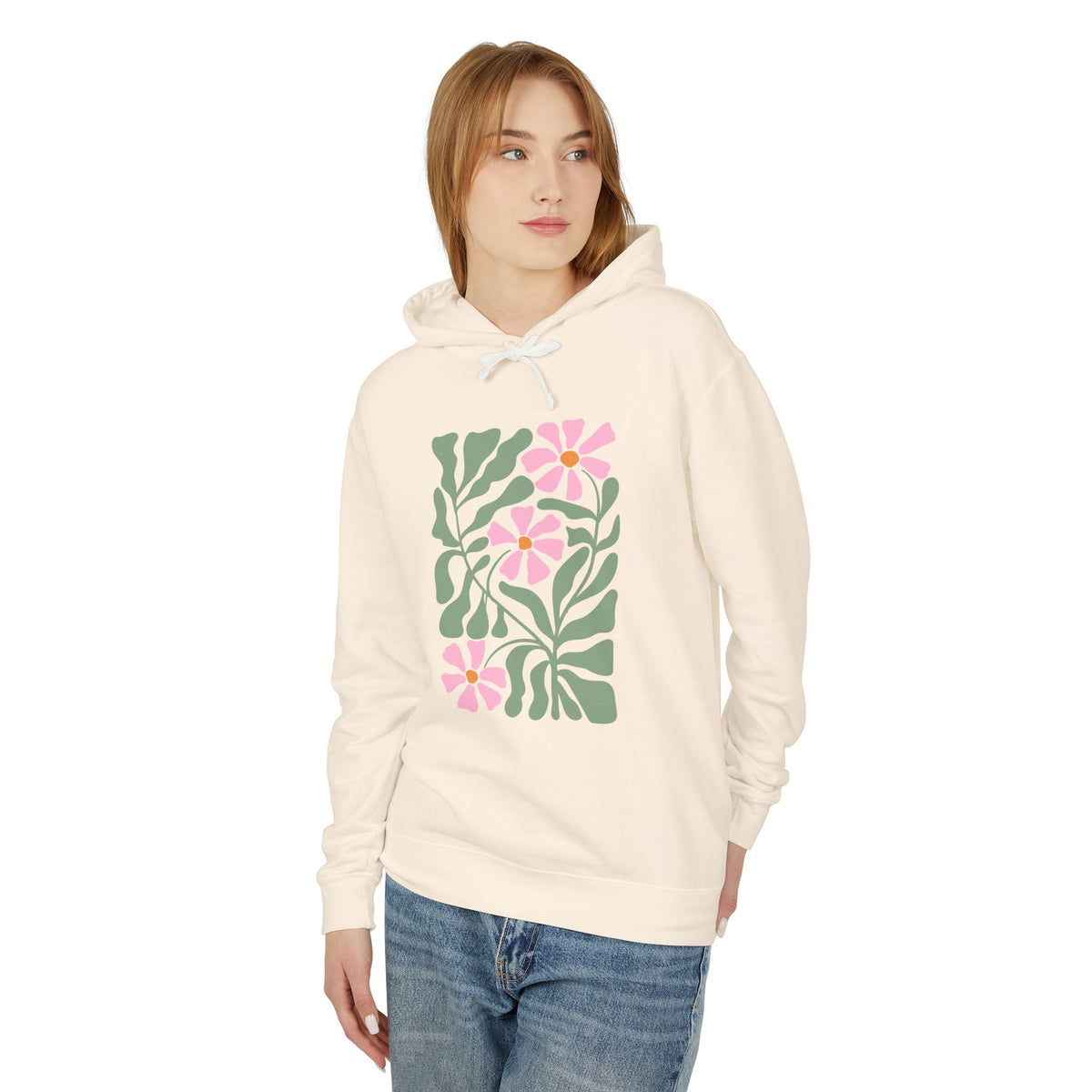 Botanical Floral Lightweight Women's Hooded Sweatshirt