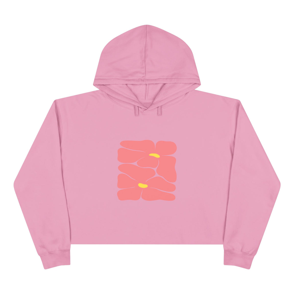 Pink Retro Flowers Graphic Crop Hoodie