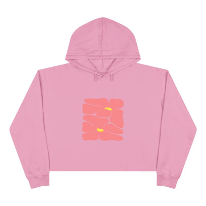 Pink Retro Flowers Graphic Crop Hoodie