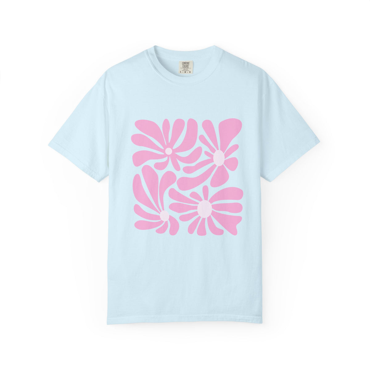 Pink Retro Floral Garment-Dyed Women's T-Shirt