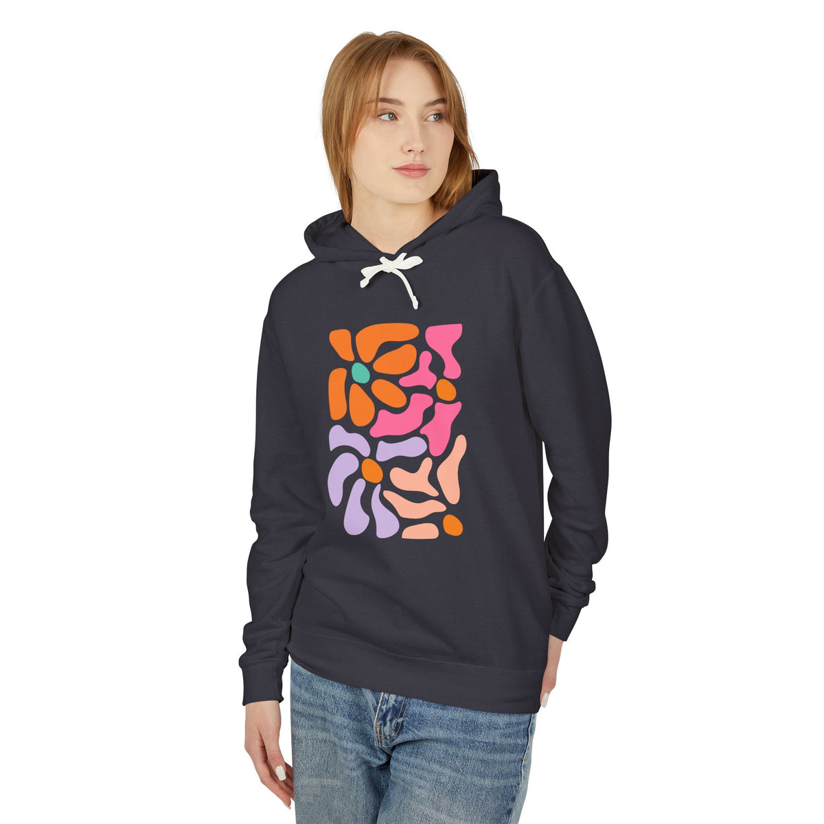Colorful Abstract Shapes Lightweight Women's Hooded Sweatshirt