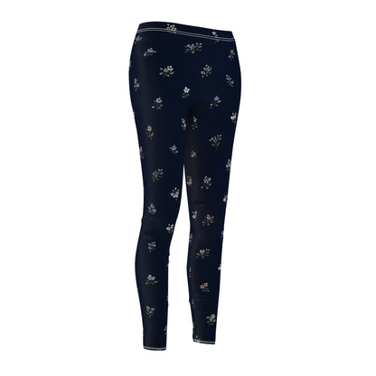 Navy Floral Women's Casual Leggings