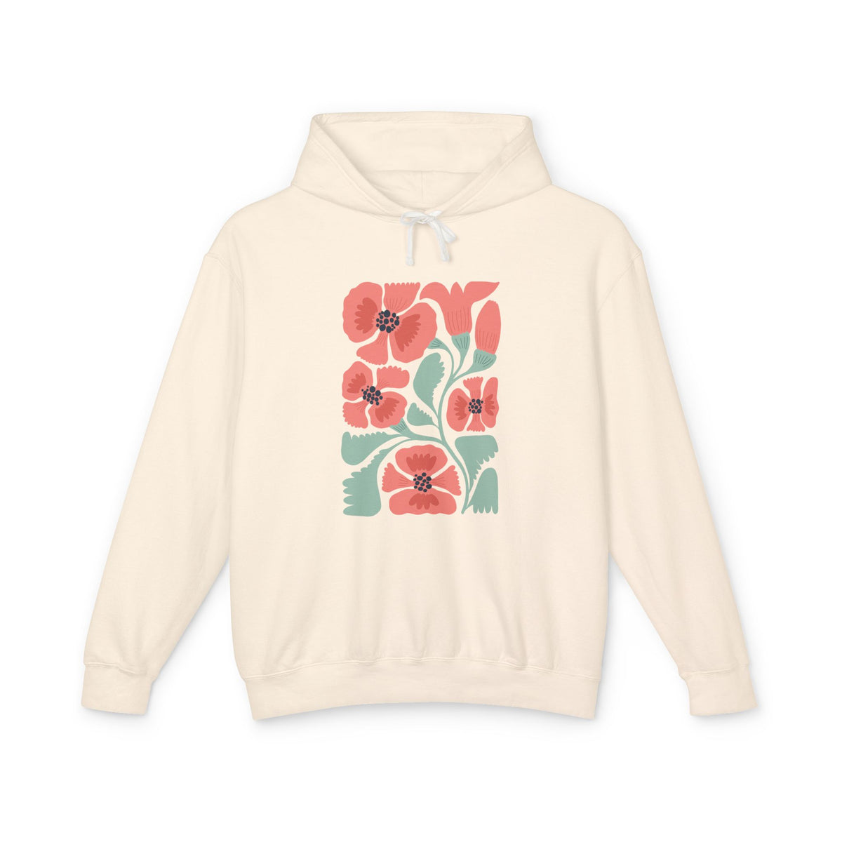 Floral Poppy Lightweight Women's Hooded Sweatshirt