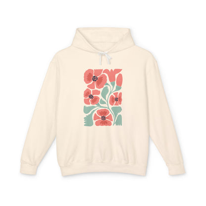 Floral Poppy Lightweight Women's Hooded Sweatshirt