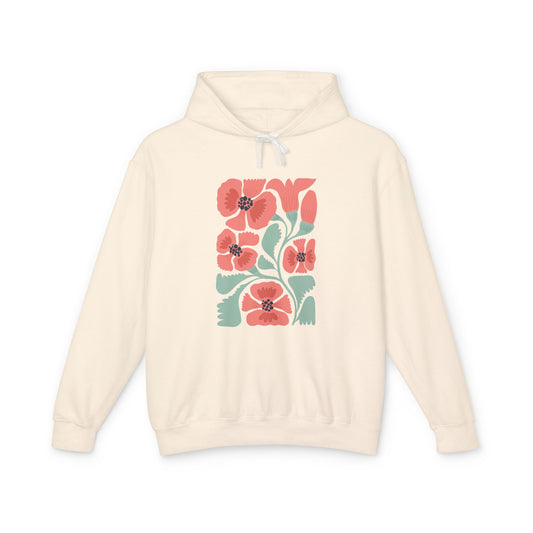 Floral Poppy Lightweight Women's Hooded Sweatshirt
