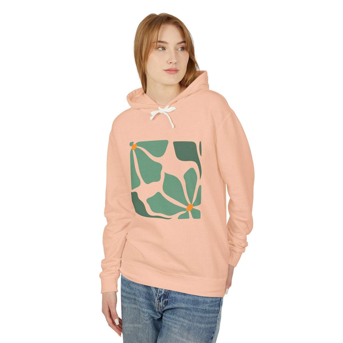 Abstract Botanical Floral Lightweight Women's Hooded Sweatshirt