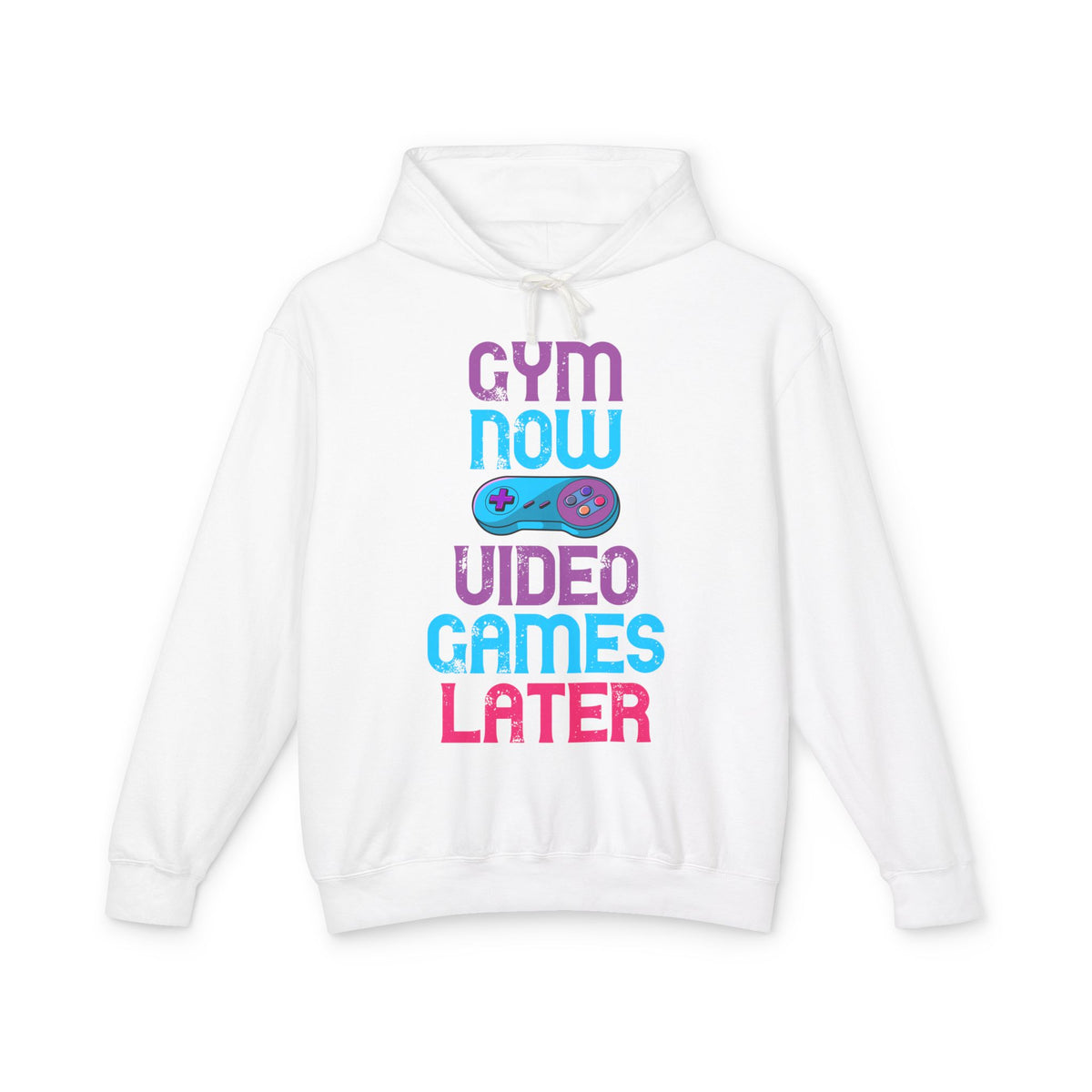 Gym Now Video Games Later Lightweight Hooded Sweatshirt