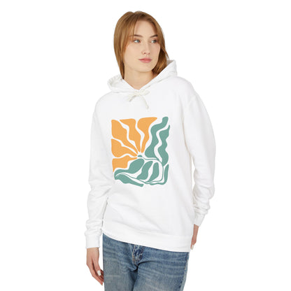 Abstract Sun & Ocean Wave Lightweight Women's Hooded Sweatshirt