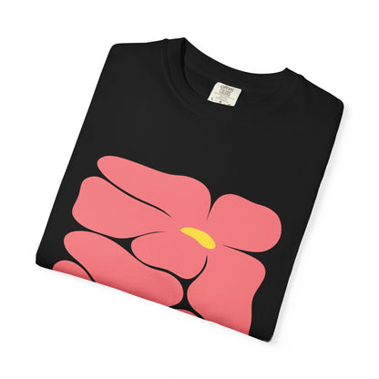Pink Retro Flowers Graphic Garment-Dyed Women's T-Shirt