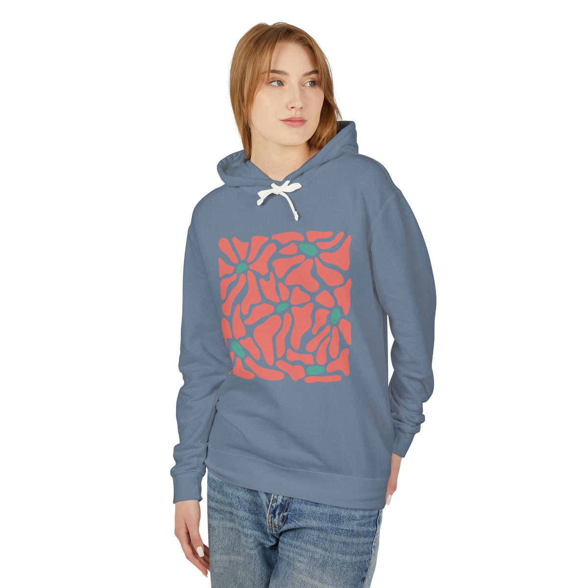 Abstract Coral Wave Lightweight Women's Hooded Sweatshirt
