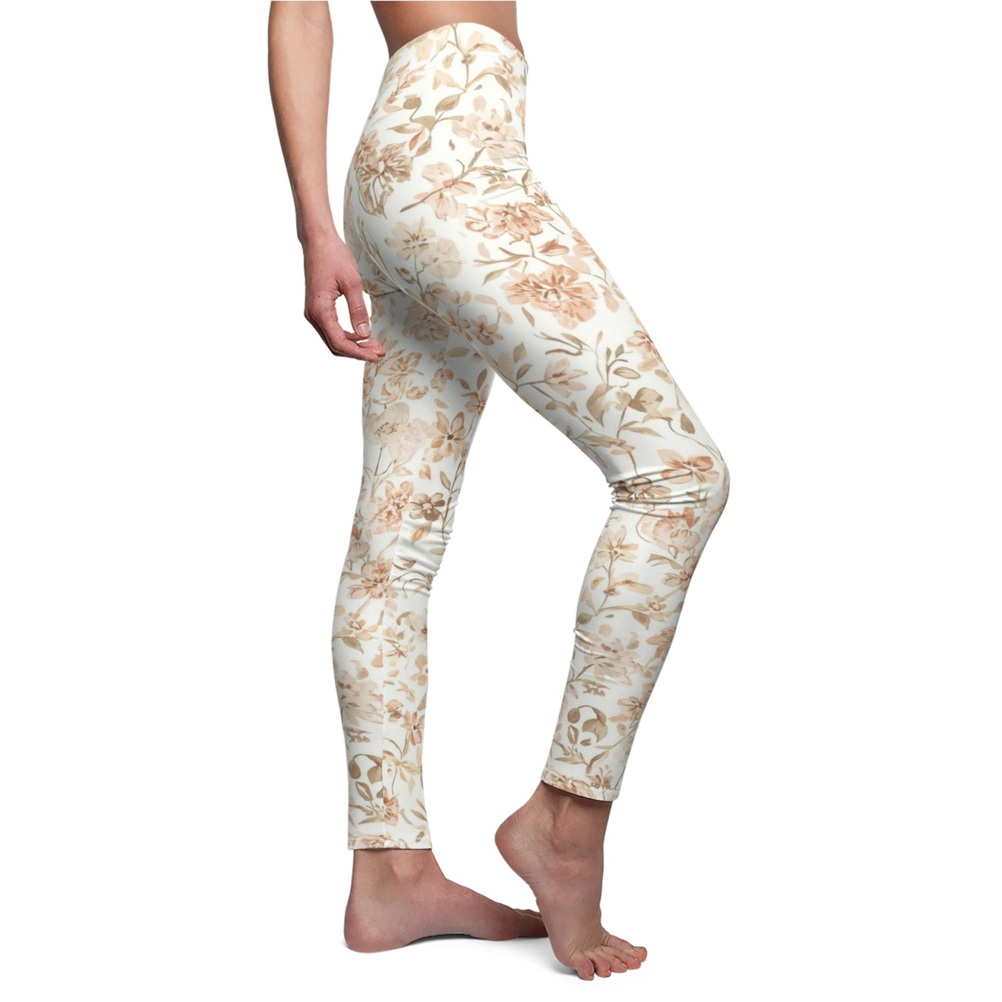 Floral Cream Toned Women's Leggings