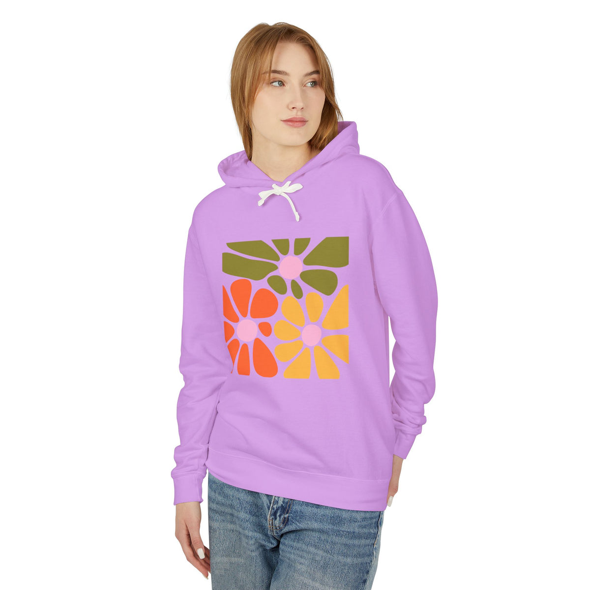Retro Floral Mosaic Lightweight Women's Hooded Sweatshirt