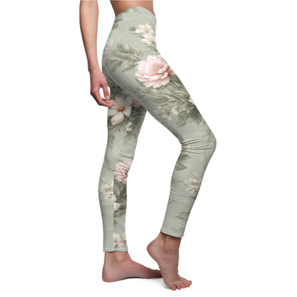 Floral Sage Vintage Women's Casual Leggings
