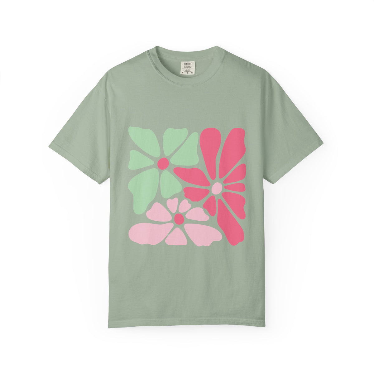 Floral Retro Block Print Garment-Dyed Women's T-Shirt