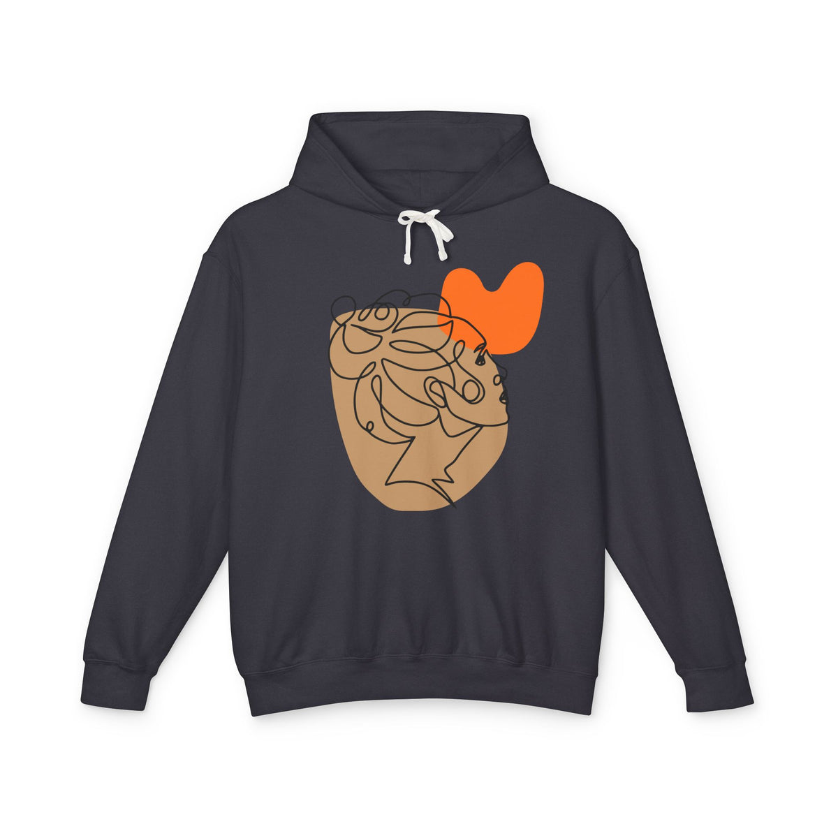 Abstract Heart Line Art Lightweight Women's Hooded Sweatshirt