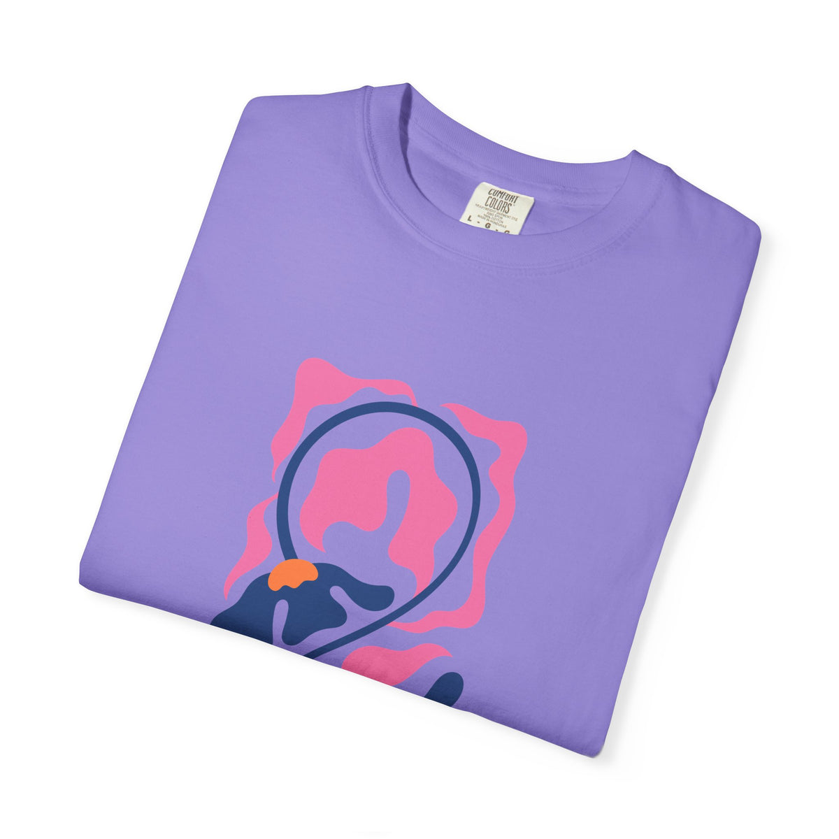Pink Nautical Wave Graphic Garment-Dyed Women's T-Shirt