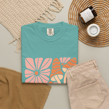 Floral Retro Waves Garment-Dyed Women's T-Shirt
