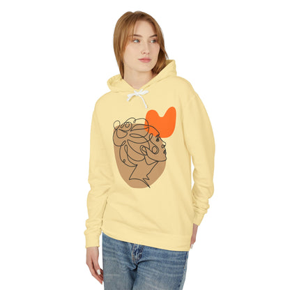 Abstract Heart Line Art Lightweight Women's Hooded Sweatshirt