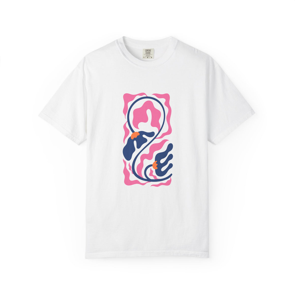 Pink Nautical Wave Graphic Garment-Dyed Women's T-Shirt