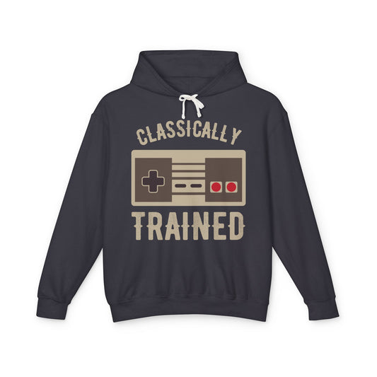 Classically Trained Retro Game Controller Lightweight Hooded Sweatshirt