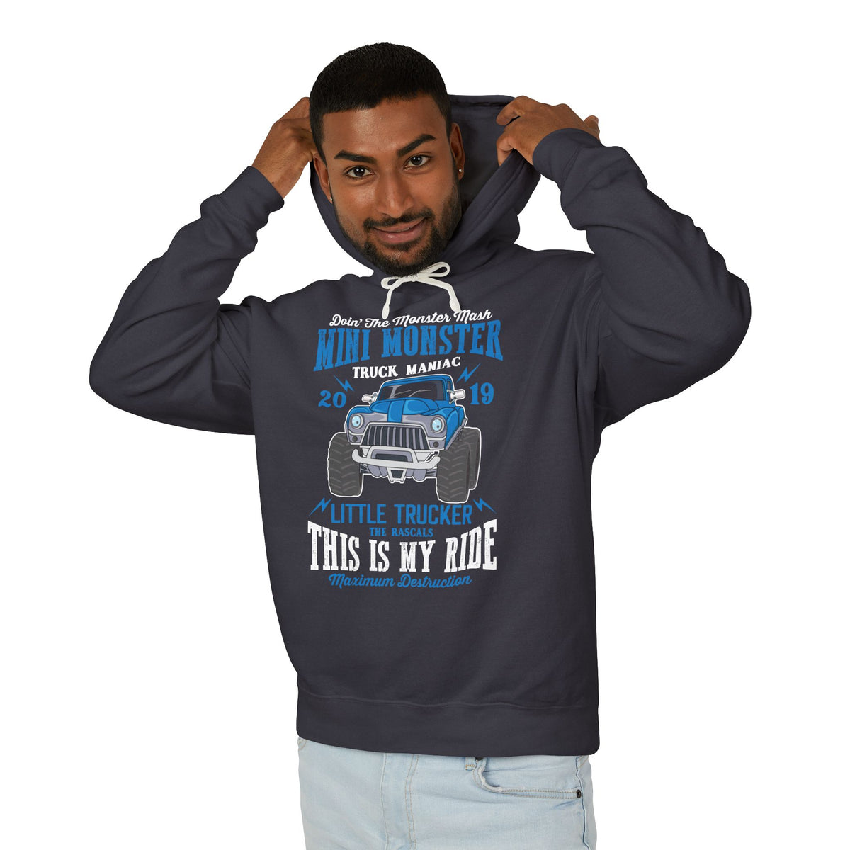 Mini Monster Truck Maniac Little Trucker This Is My Ride Lightweight Hooded Sweatshirt