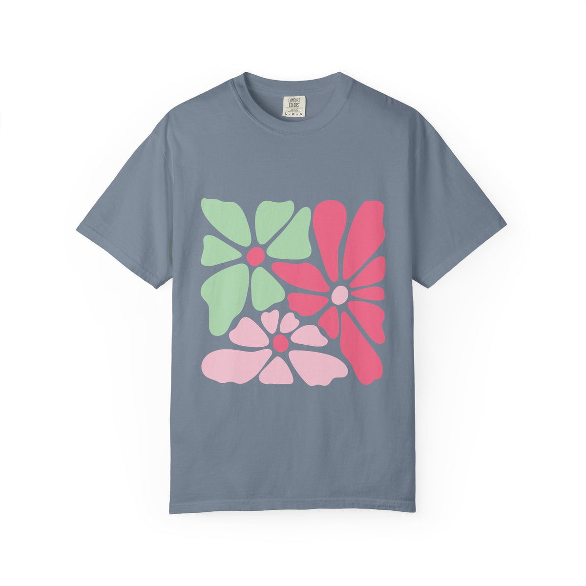 Floral Retro Block Print Garment-Dyed Women's T-Shirt
