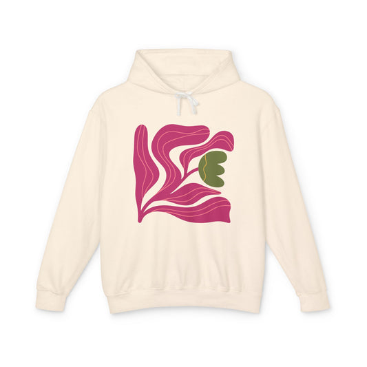 Abstract Pink Tulip Graphic Lightweight Women's Hooded Sweatshirt