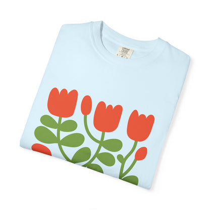 Floral Tulip Garment-Dyed Women's T-Shirt