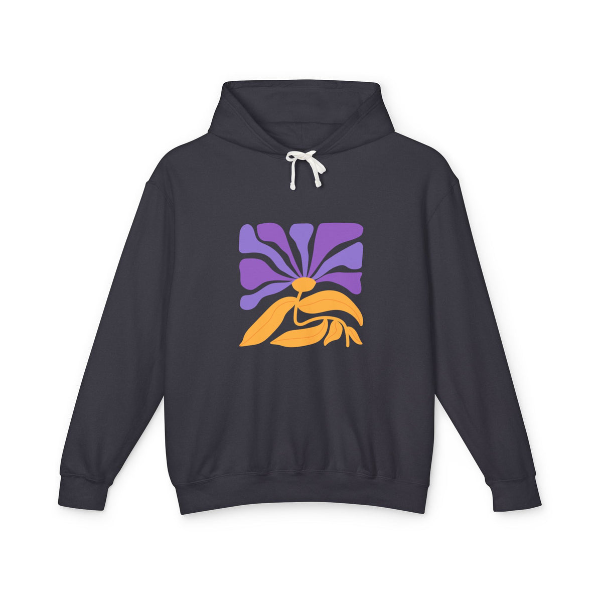 Retro Purple & Orange Sunburst Lightweight Women's Hooded Sweatshirt