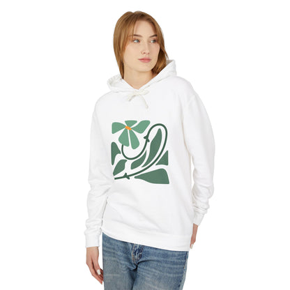 Green Minimalist Floral Design Lightweight Women's Hooded Sweatshirt