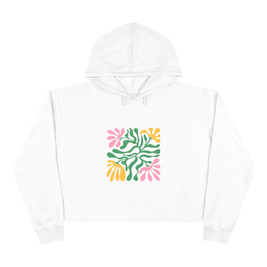 Floral Cutout Abstract Crop Hoodie