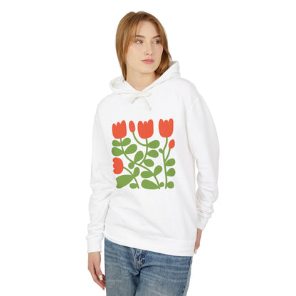 Floral Tulip Lightweight Women's Hooded Sweatshirt