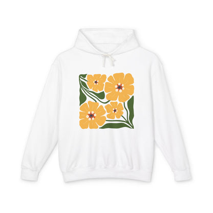 Yellow Blossom Graphic Lightweight Women's Hooded Sweatshirt